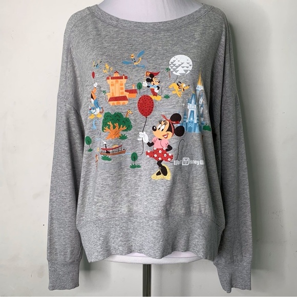 Disney Parks Women's Grey Park Life Long Sleeve T Shirt Size Medium - Picture 1 of 11